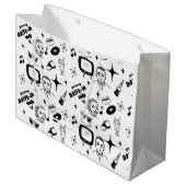 白黒ノスタルジックレトロ1950のスタイル ラージペーパーバッグ (正面アングル)