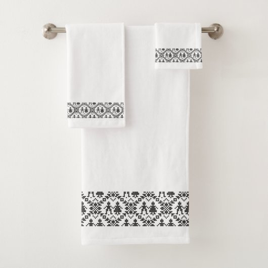 白黒ノルウェー縁ど語 バスタオルセット (インサイチュ)