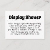 白黒ノーラップはっきりした表示ブライダルシャワー エンクロージャーカード (正面)