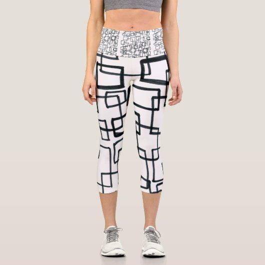 白黒ハイウェイストキャプリス カプリレギンス (正面)