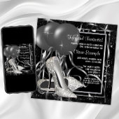 白黒ハイヒールウーマンバースデーパーティー 招待状