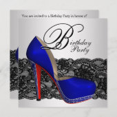 白黒ハイヒールシューバースデーパーティー 招待状 (正面/裏面)