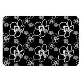 白黒ハイビスカスハワイアン模様 マグネット (横)