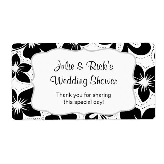 白黒ハイビスカス水カスタマイズ瓶- it! ラベル (正面)