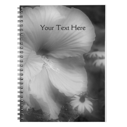白黒ハイビスカス花手帳 ノートブック (正面)