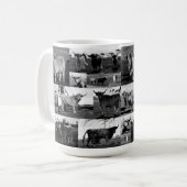 白黒ハイランドカウフォトグラフィー、マグカップ コーヒーマグカップ (正面左)