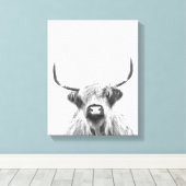 白黒ハイランド牛 キャンバスプリント (インサイチュ (ウッドフロア))