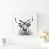 白黒ハイランド牛 スクエア壁時計 (ホーム)