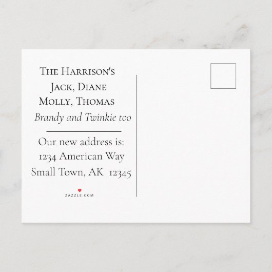 白黒ハウスの住所の変更のお知らせ 案内ポストカード (裏面)