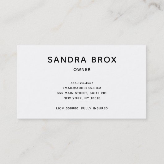 白黒ハウスクリーナー清掃サービス 名刺 (裏面)