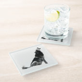 白黒ハウリングウルフ ガラスコースター (アングル)