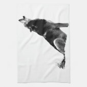 白黒ハウリングウルフ キッチンタオル (縦)