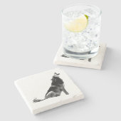 白黒ハウリングウルフ ストーンコースター (横)