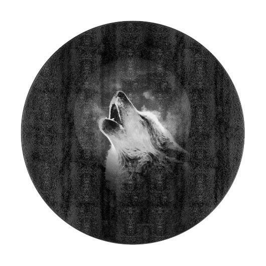 白黒ハウリングウルフ&ムーン カッティングボード (正面)