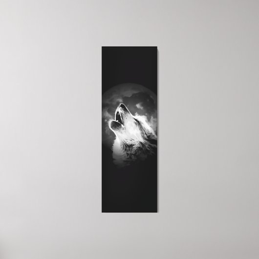 白黒ハウリングウルフ&ムーン キャンバスプリント (正面)