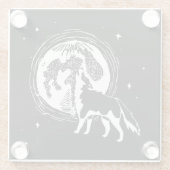 白黒ハウリングハスキームーンリノカット ガラスコースター (裏面)