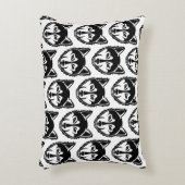 白黒ハスキーポートレートリノカットパターン アクセントクッション (正面(垂直))