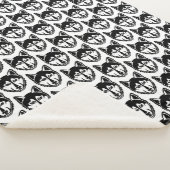 白黒ハスキーポートレートリノカットパターン シェルパブランケット (3/4)