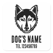 白黒ハスキーポートレートリノカットプリント