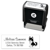 白黒ハスキー犬差出人住所 セルフインキングスタンプ (インサイチュ)