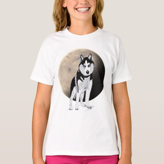 白黒ハスキー Tシャツ (正面)