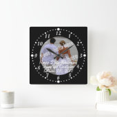 白黒ハッピーアニバーサリーフォトクロックスクエア スクエア壁時計 (ホーム)