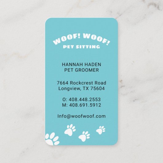 白黒ハッピードッグペットシッター&グルーミング 名刺 (裏面)