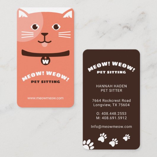 白黒ハッピードッグペットシッター&グロミング 名刺 (正面/裏面)