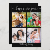 白黒ハッピーニューイヤー4フォトコラージュ シーズンカード (正面/裏面)