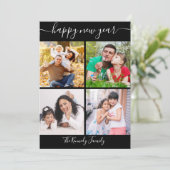 白黒ハッピーニューイヤー4フォトコラージュ シーズンカード (スタンド正面)