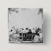 白黒ハッピーハローウィンパーティー 缶バッジ (正面)