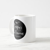 白黒ハッピーハローウィンブラシレタリング コーヒーマグカップ (正面左)