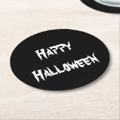 白黒ハッピーハローウィン紙コースター ラウンドペーパーコースター (アングル)