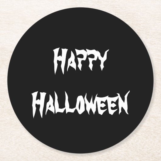 白黒ハッピーハローウィン紙コースター ラウンドペーパーコースター (正面)
