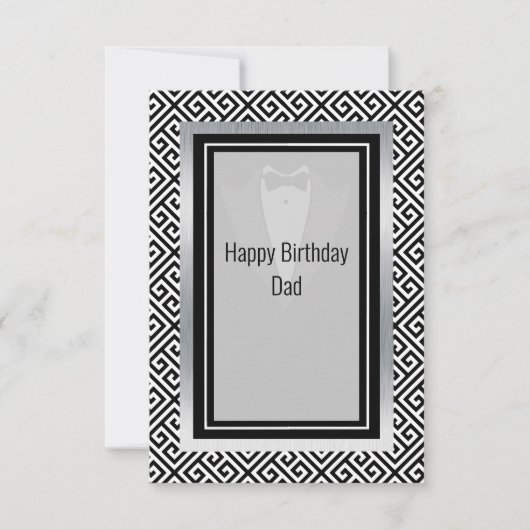 白黒ハッピーバースデーデイ感謝していパパyou c サンキューカード (正面)