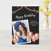 白黒ハッピーバースデー折り返し挨拶 カード (黄色い花)