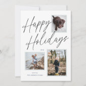 白黒ハッピーホリデーズスクリプトフォト シーズンカード (正面)