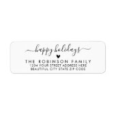 白黒ハッピーホリデーズスクリプト差出人住所 ラベル (正面)