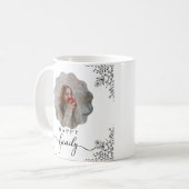 白黒ハッピーモダンファミリー写真マグカップ コーヒーマグカップ (正面左)