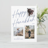 白黒ハッピーHanukkahスクリプトフォト シーズンカード (スタンド正面)