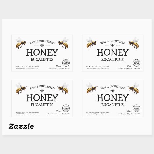 白黒ハニージャカスタムーラベル 長方形シール (シート)