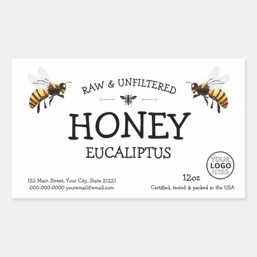 白黒ハニージャカスタムーラベル 長方形シール (正面)