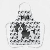 白黒ハバナかわいい漫画の犬と名前 エプロン (正面)