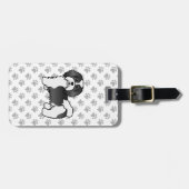 白黒ハバナかわいい漫画の犬と文字 ラゲッジタグ (正面横)