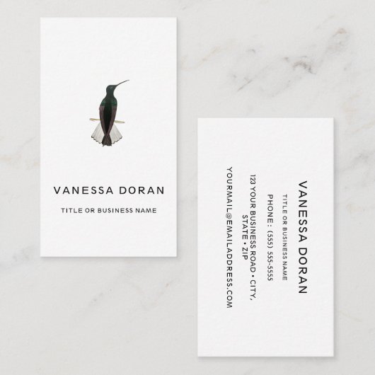 白黒ハミングバードビジネスカード 名刺 (正面/裏面)