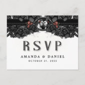 白黒ハロウィンスケルトンメニューRSVP PostCard インビテーションポストカード (正面)