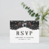 白黒ハロウィンスケルトンメニューRSVP PostCard インビテーションポストカード (スタンド正面)