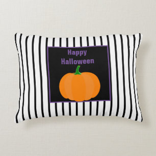 白黒ハロウィンストライプのシーズン アクセントクッション