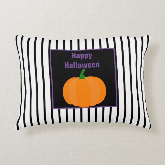 白黒ハロウィンストライプのシーズン アクセントクッション (正面)