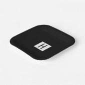 白黒ハロウィンモノグラムのン ペーパープレート (傾斜あり)